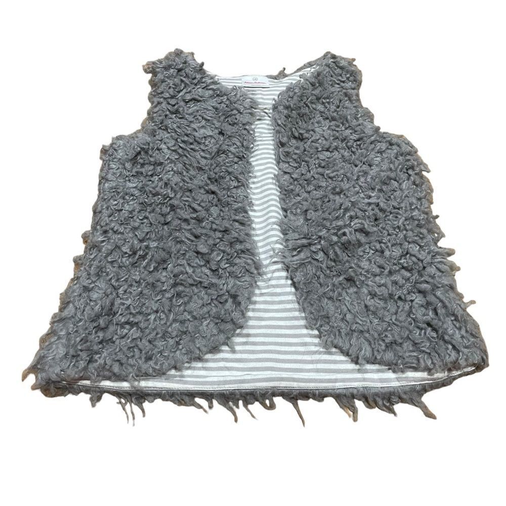 Hanna Andersson Grey Teddy Bear Long Pile Vest